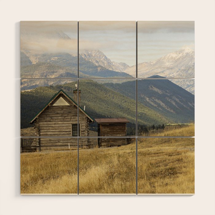 Montana Mountain Landscape Photography x Cabin Wall Art Wood Wall Art Gallery Image 1
