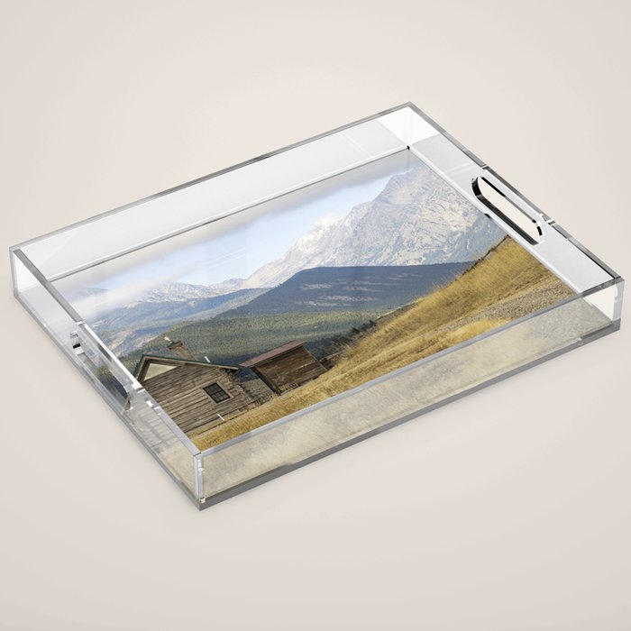 Montana Mountain Landscape Photography x Cabin Wall Art Acrylic Tray Gallery Image 1