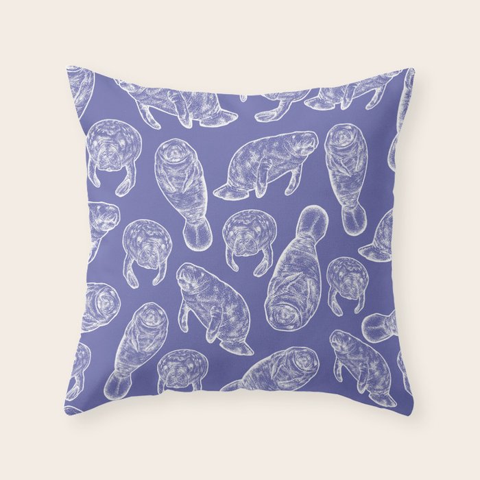 Veri Peri Periwinkle Manatees Throw Pillow Gallery Image 6