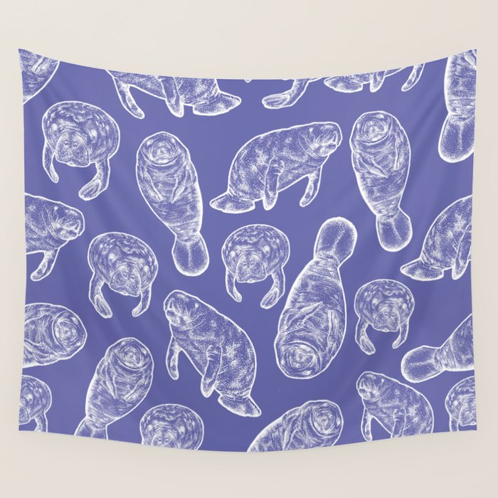Veri Peri Periwinkle Manatees Wall Tapestry Gallery Image 1