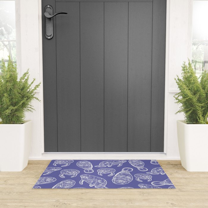 Veri Peri Periwinkle Manatees Welcome Mat Gallery Image 3