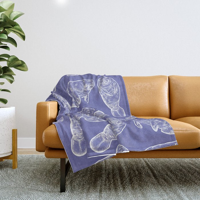 Veri Peri Periwinkle Manatees Throw Blanket Gallery Image 1