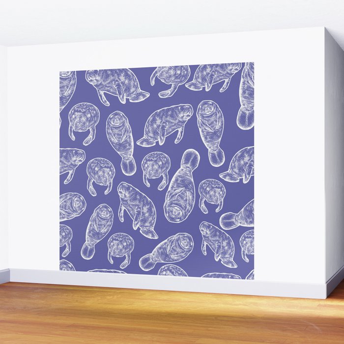 Veri Peri Periwinkle Manatees Wall Mural Gallery Image 2