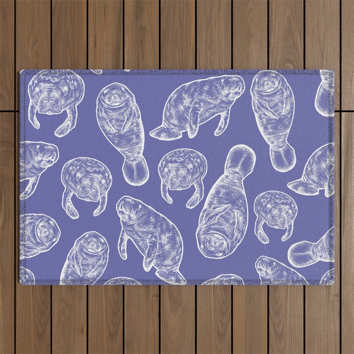 Veri Peri Periwinkle Manatees Outdoor Rug Gallery Image 1