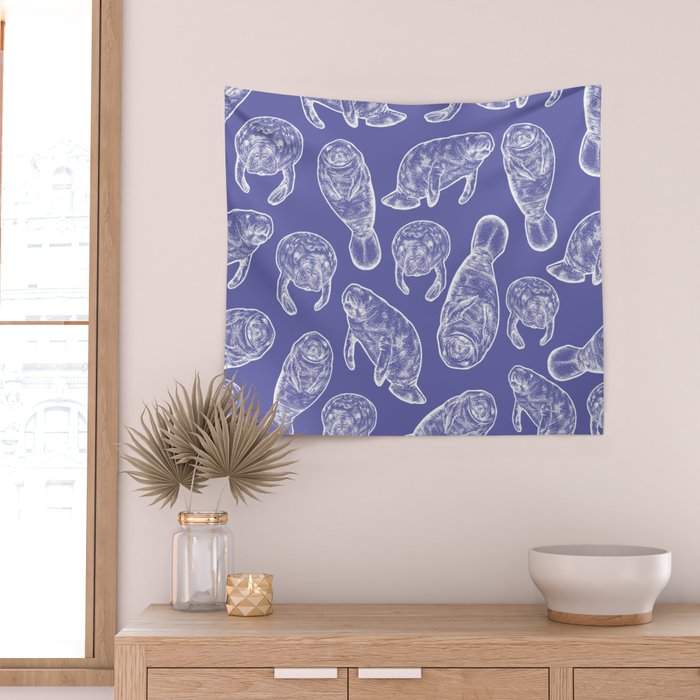 Veri Peri Periwinkle Manatees Wall Tapestry Gallery Image 2