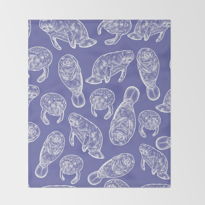 Veri Peri Periwinkle Manatees Throw Blanket Gallery Image 2