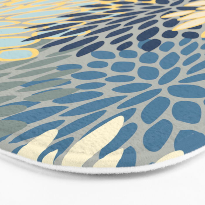 Modern, Abstract, Flower Garden, Blue, Yellow, Gray Bath Mat Gallery Image 3