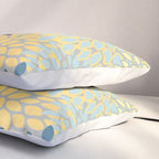 Modern, Abstract, Flower Garden, Blue, Yellow, Gray Pillow Sham Gallery Image 3