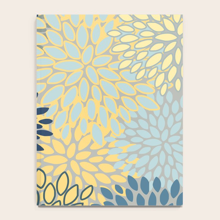 Modern, Abstract, Flower Garden, Blue, Yellow, Gray Notebook Gallery Image 4