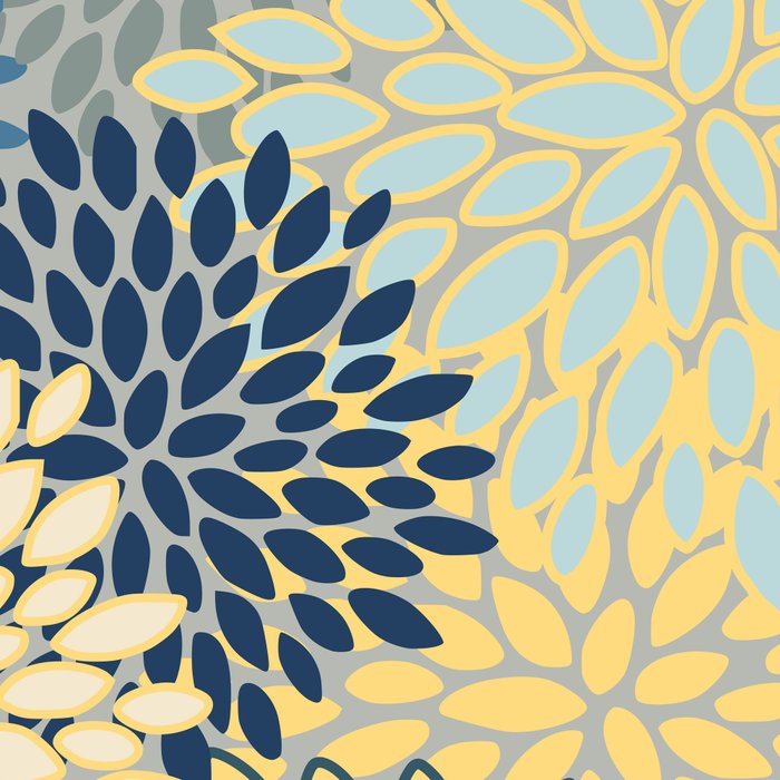 Modern, Abstract, Flower Garden, Blue, Yellow, Gray Coffee Mug Gallery Image 2