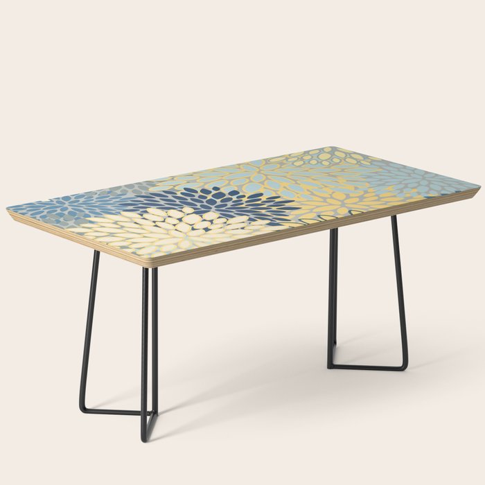 Modern, Abstract, Flower Garden, Blue, Yellow, Gray Coffee Table Gallery Image 1