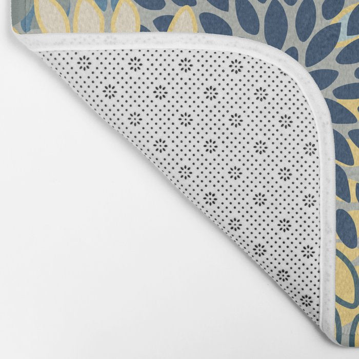 Modern, Abstract, Flower Garden, Blue, Yellow, Gray Bath Mat Gallery Image 2