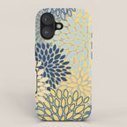 Modern, Abstract, Flower Garden, Blue, Yellow, Gray iPhone Case Gallery Image 1