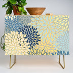 Modern, Abstract, Flower Garden, Blue, Yellow, Gray Credenza Gallery Image 1