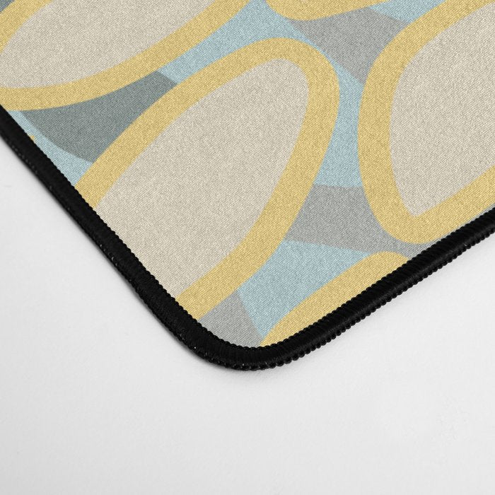 Modern, Abstract, Flower Garden, Blue, Yellow, Gray Desk Mat Gallery Image 4
