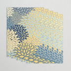 Modern, Abstract, Flower Garden, Blue, Yellow, Gray Wrapping Paper Gallery Image 3