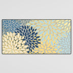 Modern, Abstract, Flower Garden, Blue, Yellow, Gray Desk Mat Gallery Image 3