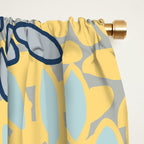 Modern, Abstract, Flower Garden, Blue, Yellow, Gray Window Curtain Gallery Image 2
