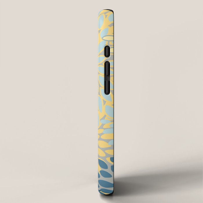 Modern, Abstract, Flower Garden, Blue, Yellow, Gray iPhone Case Gallery Image 2