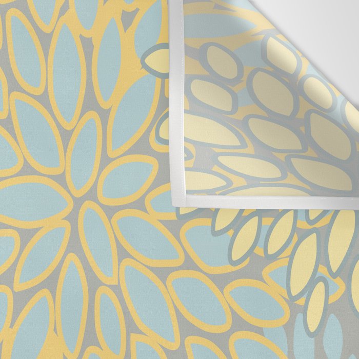 Modern, Abstract, Flower Garden, Blue, Yellow, Gray Wall Tapestry Gallery Image 3