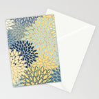 Modern, Abstract, Flower Garden, Blue, Yellow, Gray Stationery Card Gallery Image 2
