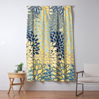 Modern, Abstract, Flower Garden, Blue, Yellow, Gray Window Curtain Gallery Image 5