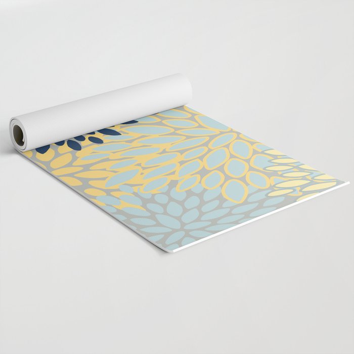 Modern, Abstract, Flower Garden, Blue, Yellow, Gray Yoga Mat Gallery Image 2