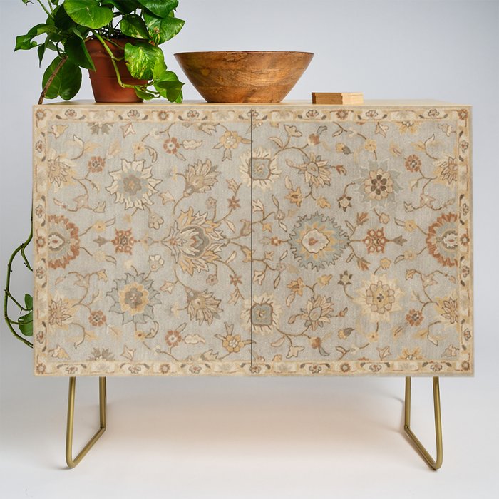 Antique Persian Floral Medallion Vector Painting Credenza Gallery Image 1