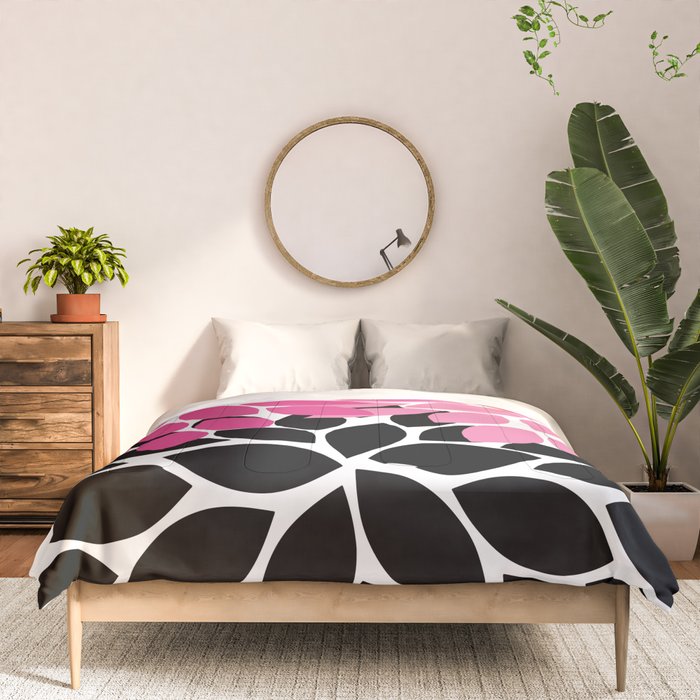 Bold Colorful Hot Pink Black Dahlia Flower Burst Petals Comforter Gallery Image 3