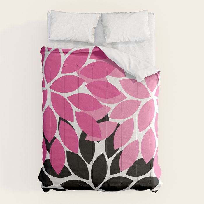 Bold Colorful Hot Pink Black Dahlia Flower Burst Petals Comforter Gallery Image 6