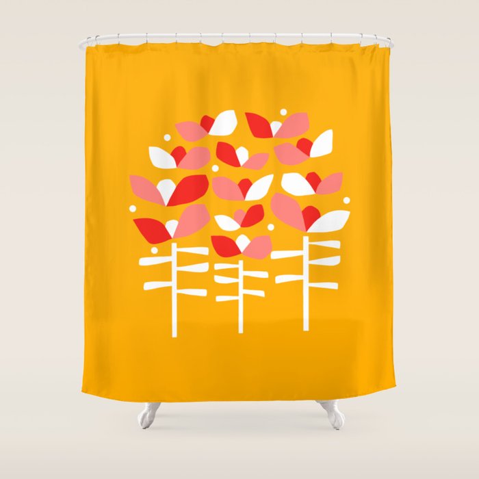 Florals Looking Up - Yellow Shower Curtain Gallery Image 1