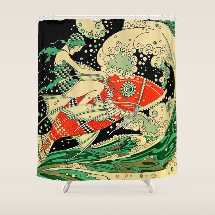 âWaterâ Art Deco By J Carlos Shower Curtain Gallery Image 1