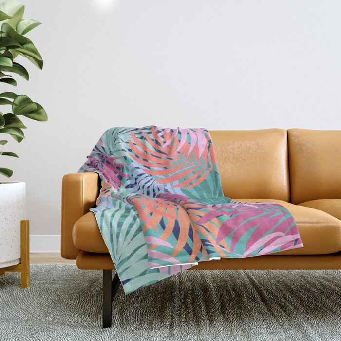 Tropical Forest - sunset Throw Blanket Gallery Image 1