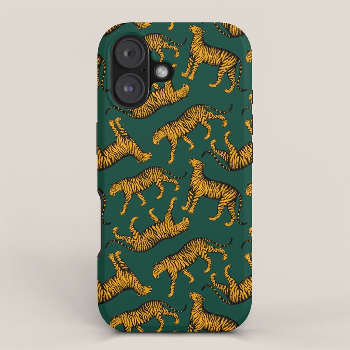 Tigers (Dark Green and Marigold) iPhone Case Gallery Image 1