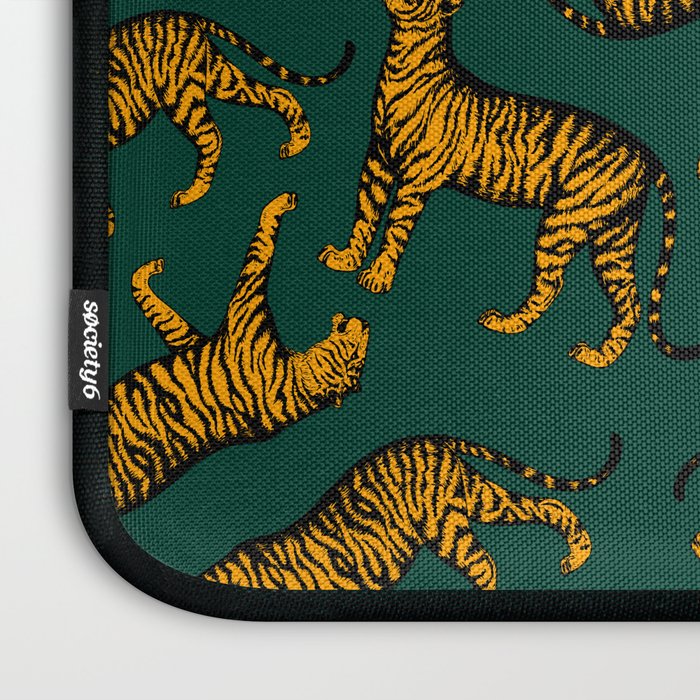 Tigers (Dark Green and Marigold) Laptop Sleeve Gallery Image 3