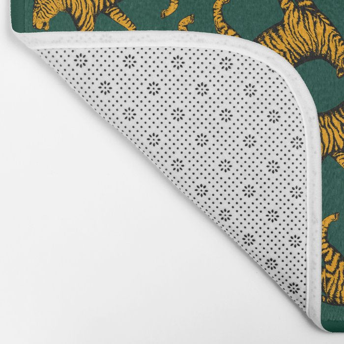 Tigers (Dark Green and Marigold) Bath Mat Gallery Image 2