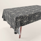 Stella - Atomic Age Mid Century Modern Pattern in Almond Cream and Charcoal Gray Tablecloth Gallery Image 1