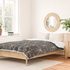 Stella - Atomic Age Mid Century Modern Pattern in Almond Cream and Charcoal Gray Duvet Cover Gallery Image 2