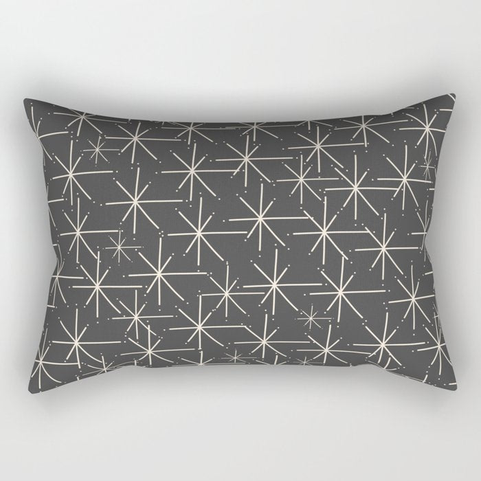 Stella - Atomic Age Mid Century Modern Pattern in Almond Cream and Charcoal Gray Rectangular Pillow Gallery Image 2
