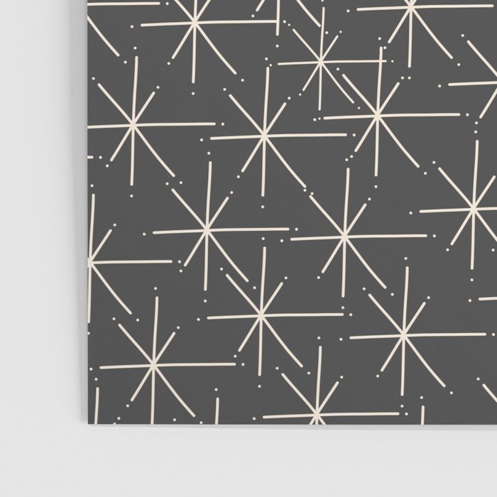 Stella - Atomic Age Mid Century Modern Pattern in Almond Cream and Charcoal Gray Poster Gallery Image 3