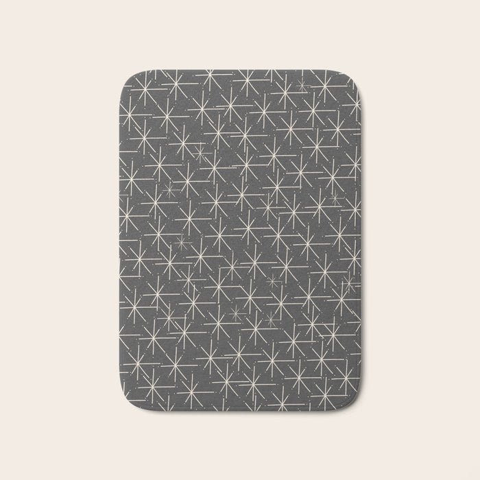 Stella - Atomic Age Mid Century Modern Pattern in Almond Cream and Charcoal Gray Bath Mat Gallery Image 1