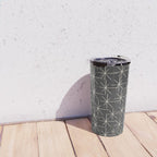 Stella - Atomic Age Mid Century Modern Pattern in Almond Cream and Charcoal Gray Travel Mug Gallery Image 4