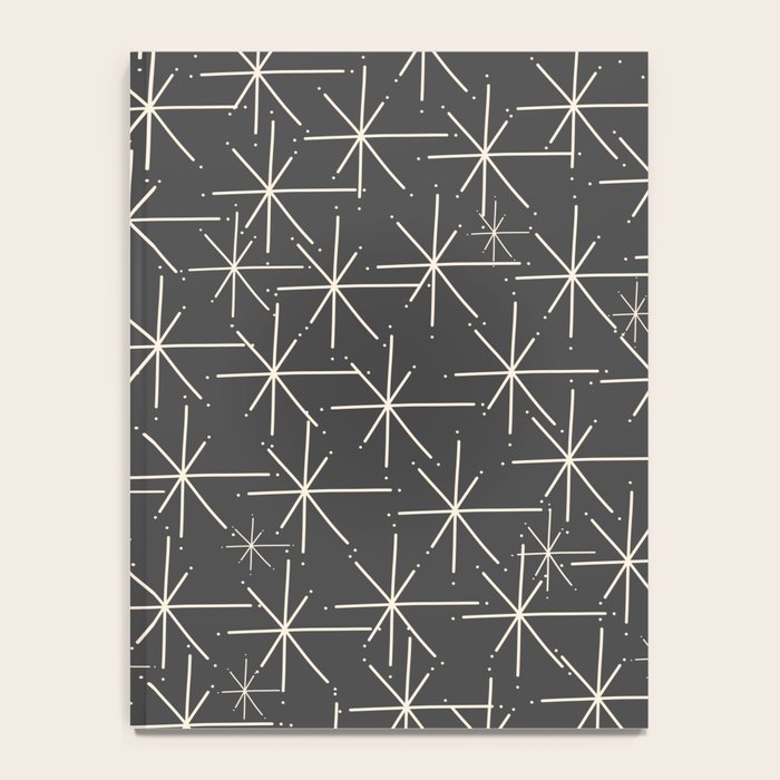 Stella - Atomic Age Mid Century Modern Pattern in Almond Cream and Charcoal Gray Notebook Gallery Image 4