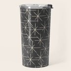 Stella - Atomic Age Mid Century Modern Pattern in Almond Cream and Charcoal Gray Travel Mug Gallery Image 2