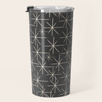 Stella - Atomic Age Mid Century Modern Pattern in Almond Cream and Charcoal Gray Travel Mug Gallery Image 3