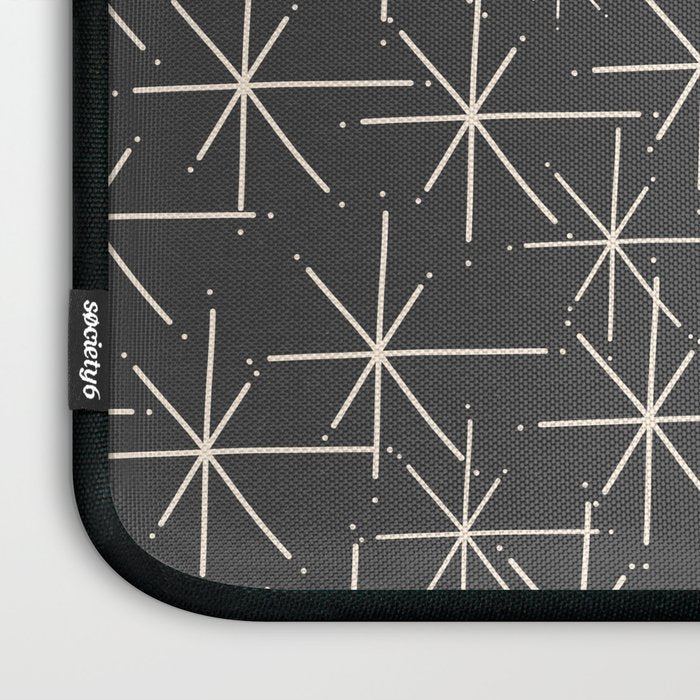 Stella - Atomic Age Mid Century Modern Pattern in Almond Cream and Charcoal Gray Laptop Sleeve Gallery Image 3