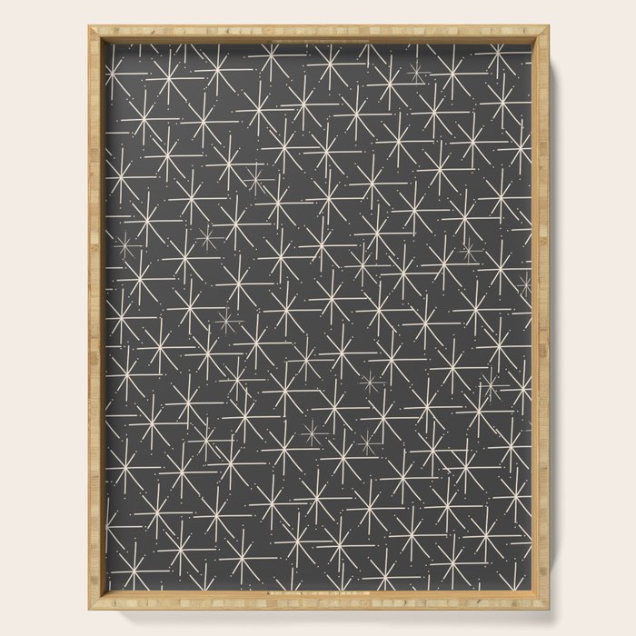 Stella - Atomic Age Mid Century Modern Pattern in Almond Cream and Charcoal Gray Serving Tray Gallery Image 1