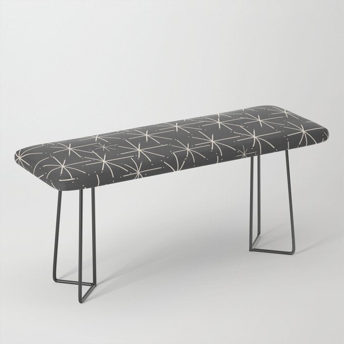 Stella - Atomic Age Mid Century Modern Pattern in Almond Cream and Charcoal Gray Bench Gallery Image 1