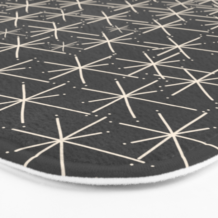 Stella - Atomic Age Mid Century Modern Pattern in Almond Cream and Charcoal Gray Bath Mat Gallery Image 3