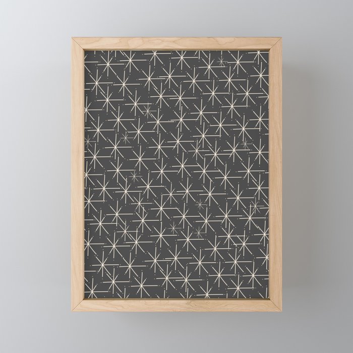 Stella - Atomic Age Mid Century Modern Pattern in Almond Cream and Charcoal Gray Mini Art Print Gallery Image 1